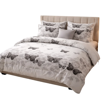 Pościel 140x200 bawełna satynowa w motyle z prześcieradłem – elegancki komplet 4cz PK499